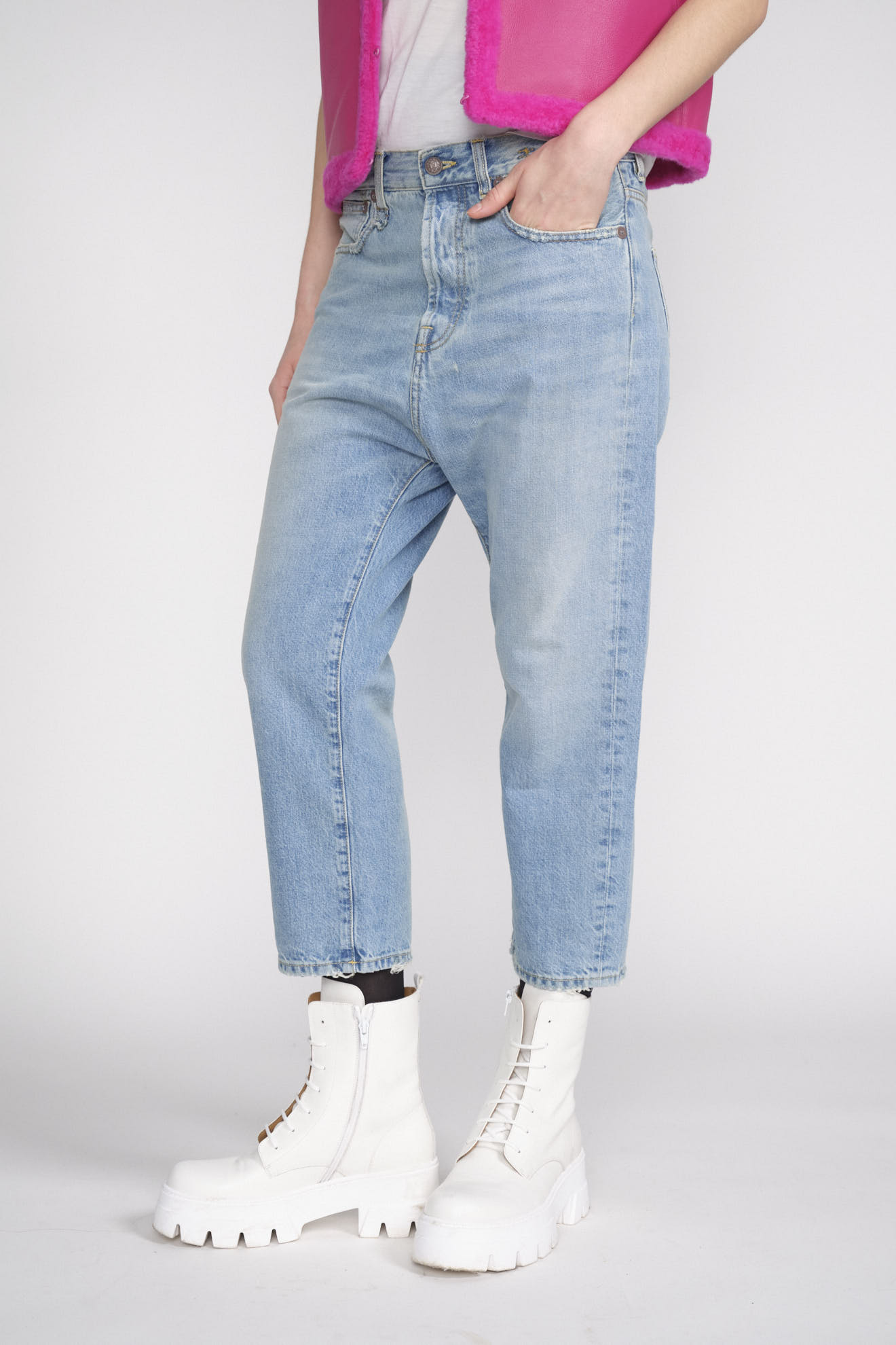R13 Tailored Drop – Jeans mit tiefem Schritt blau 25