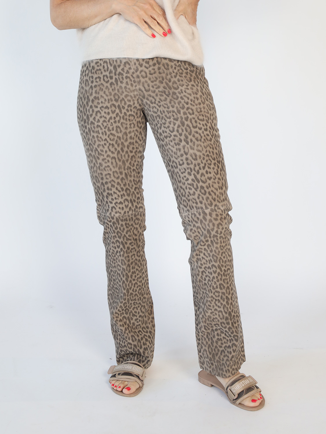 Iris von Arnim Philine Leo – Printed leather pants beige 34