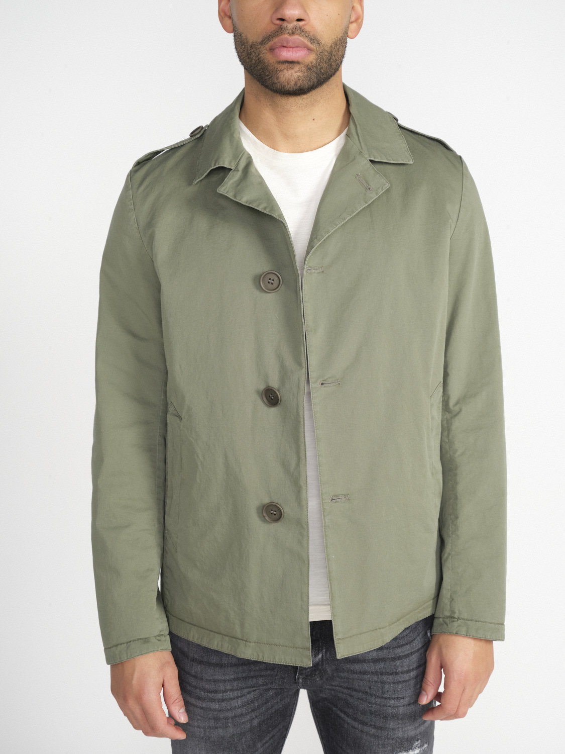 GMS 75 Kurzer Trenchcoat aus Baumwolle   khaki XXL