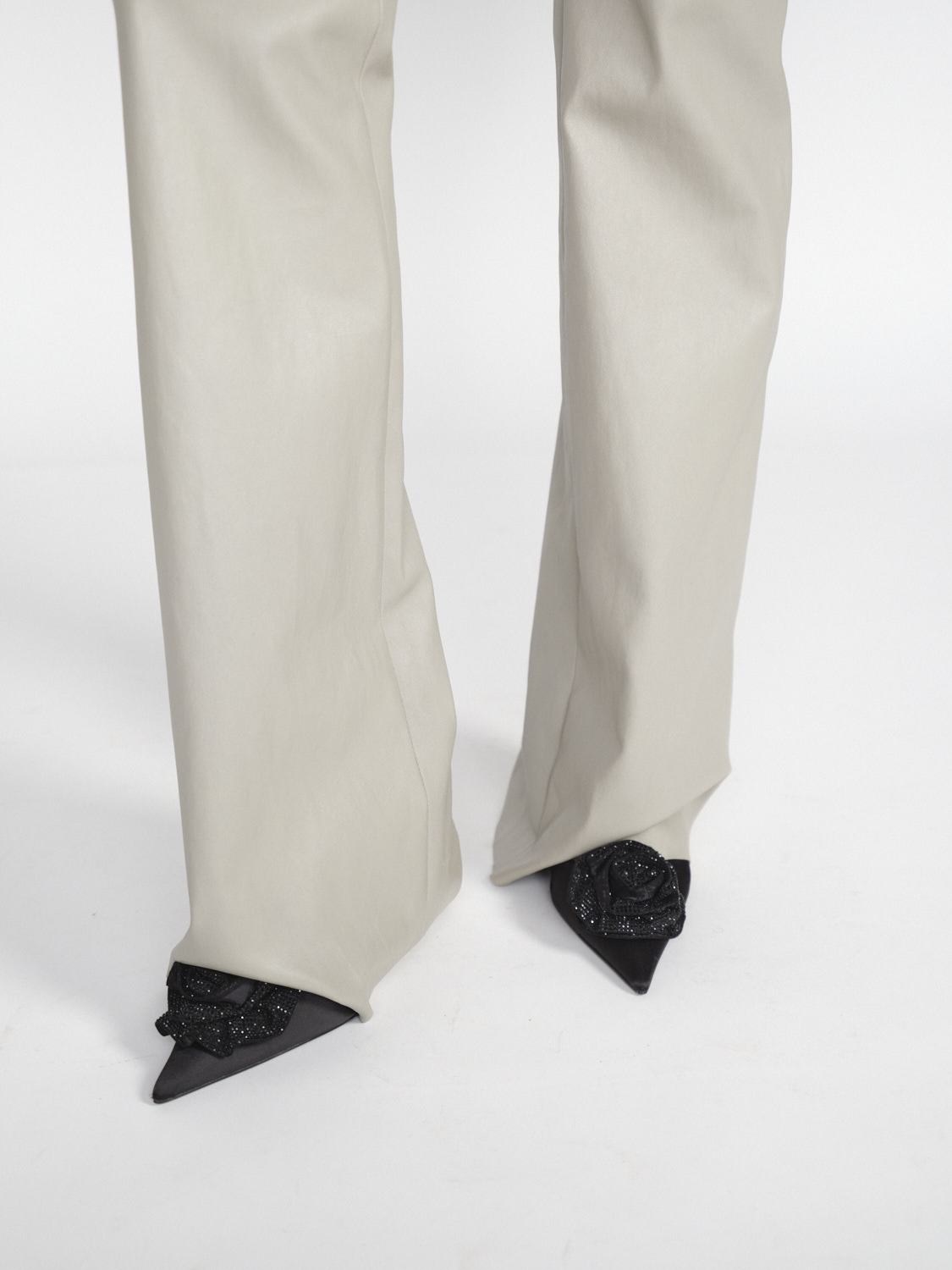 jitrois Niki Pant - Pantaloni svasati in pelle di agnello   beige 36