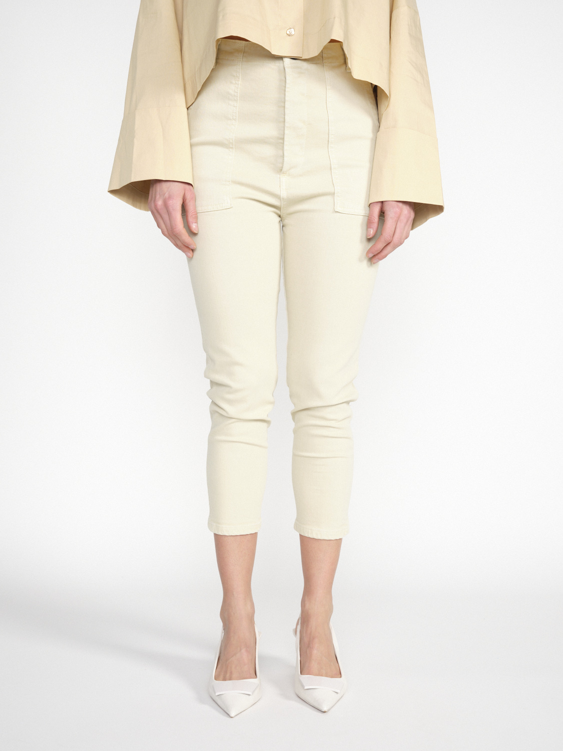 Gitta Banko Pants Harlow –Stretchige Dreiviertelhose aus Baumwolle   beige S/M