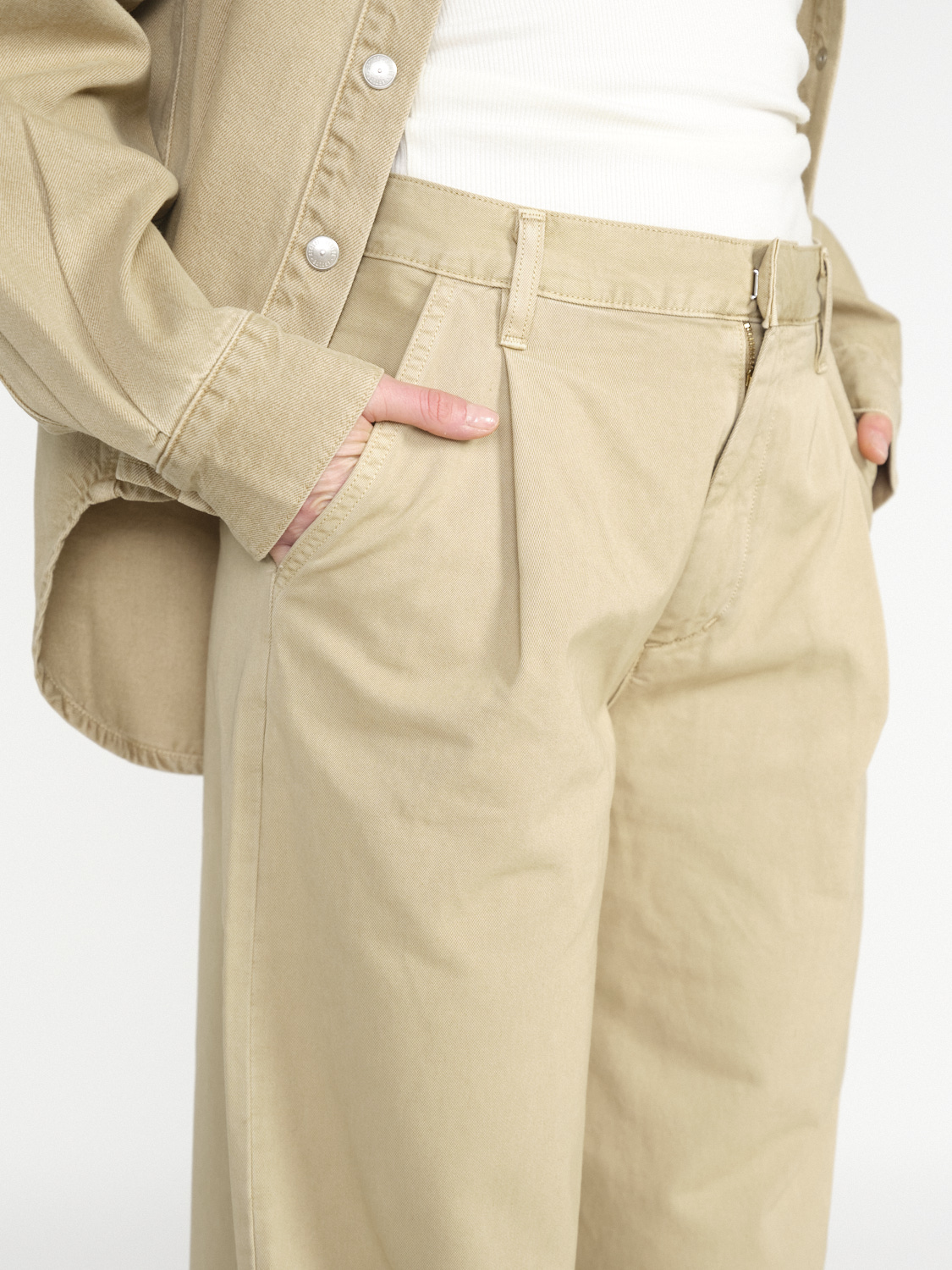 Agolde Darly Pant – Wide-Leg Baumwoll-Hose   beige 24