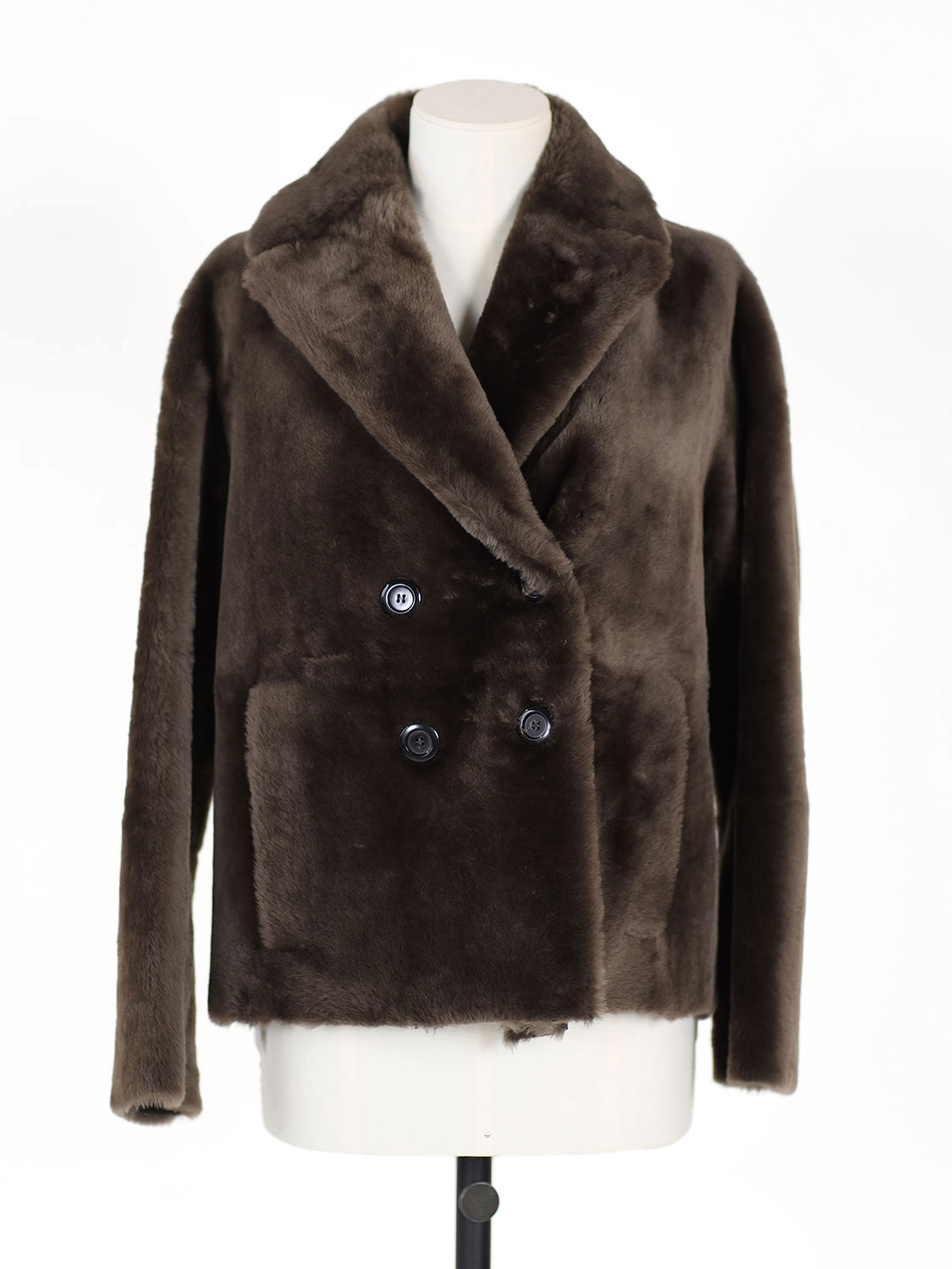 Blancha Straight Merino – Double-breasted fur coat brown 34
