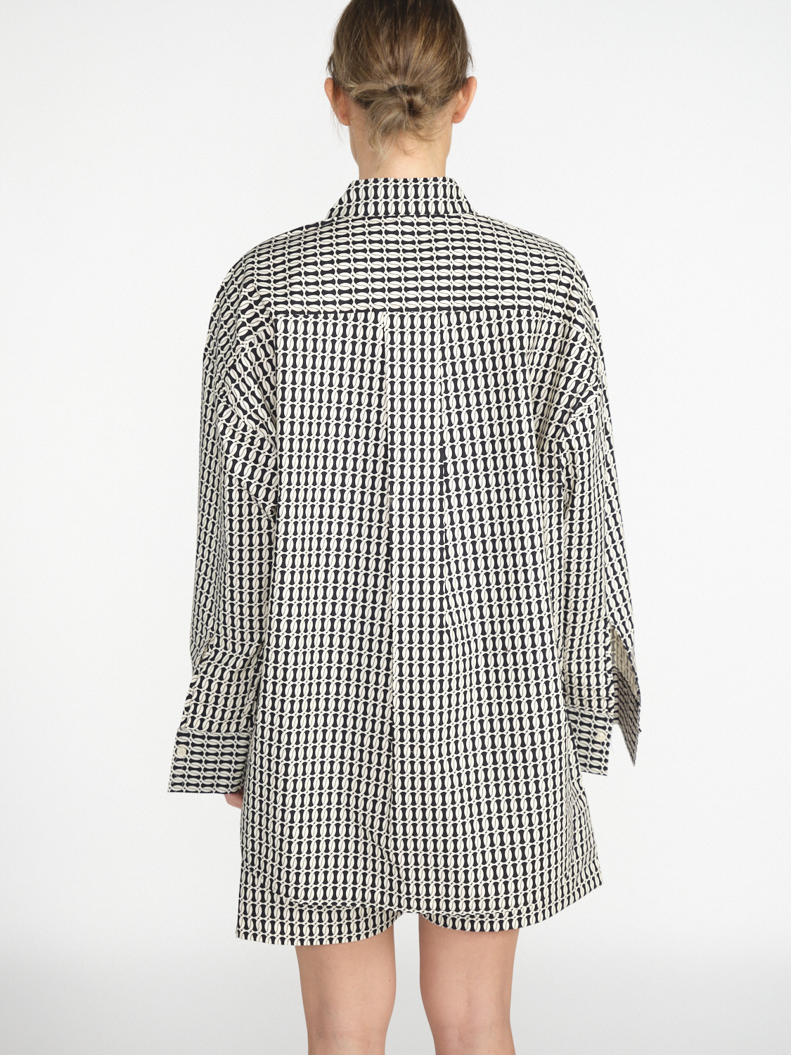 By Malene Birger Derris oversized blouse with monogram print  black 38