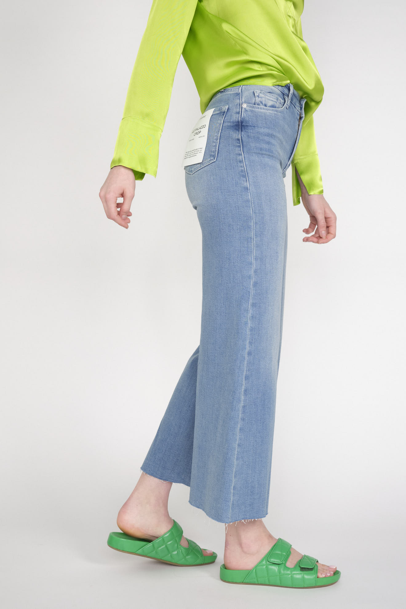 Frame Le Palazzo Crop - Pantaloni in denim con gamba larga e svasata blu 26