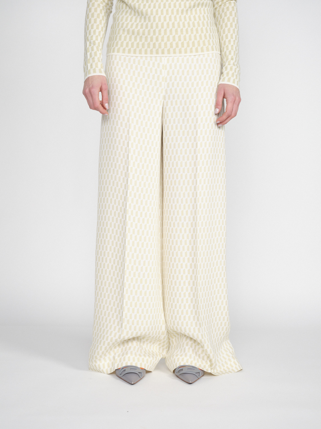 Joseph Alane Trousers - Wide leg trousers in mosaic design  36 creme