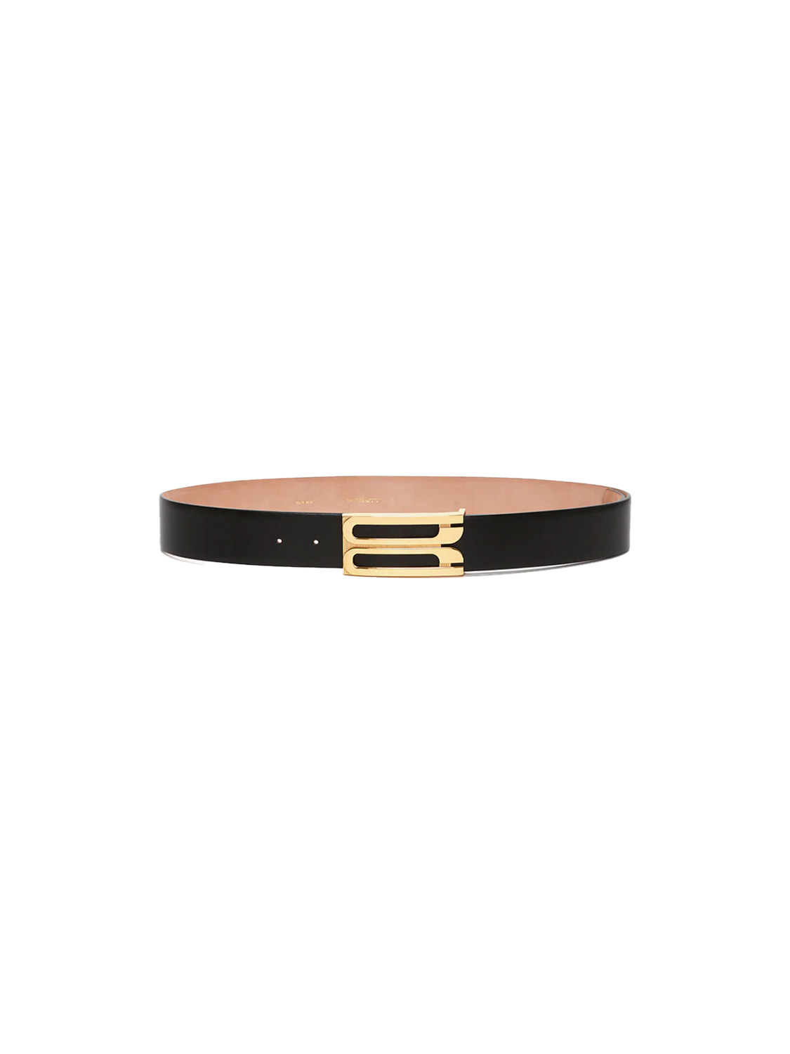 Victoria Beckham Jumbo Frame – Ledergürtel mit goldfarbener Schließe	  schwarz S