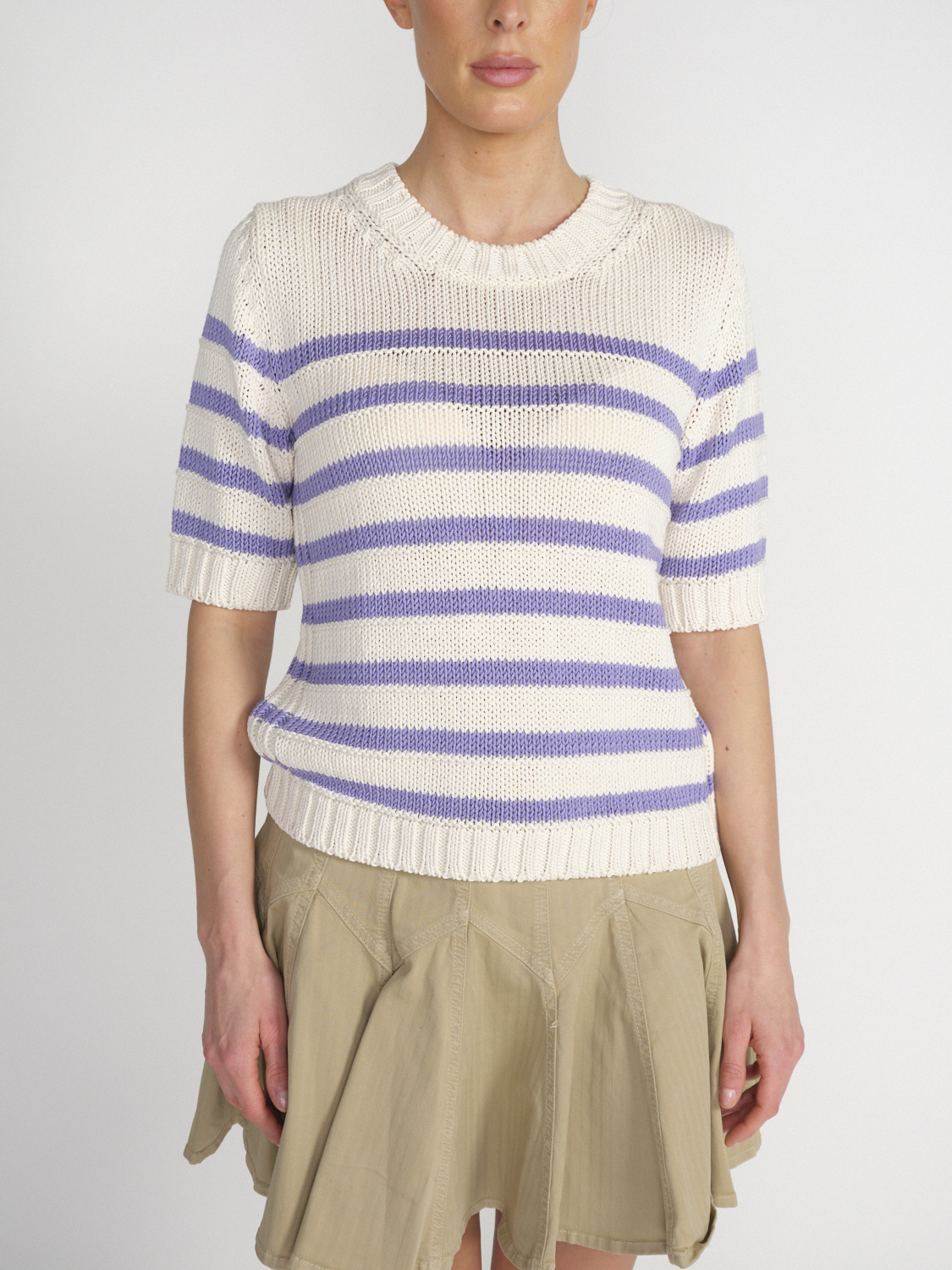 Iris von Arnim Pallas - Short-sleeved sweater with a striped design  white S