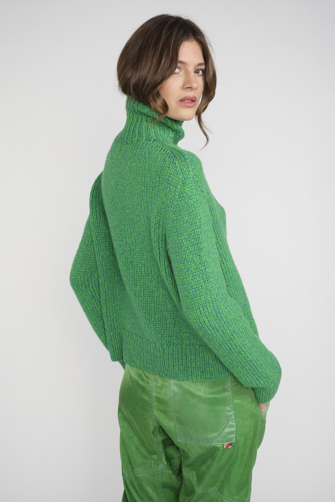 wommelsdorf sweater green plain cotton