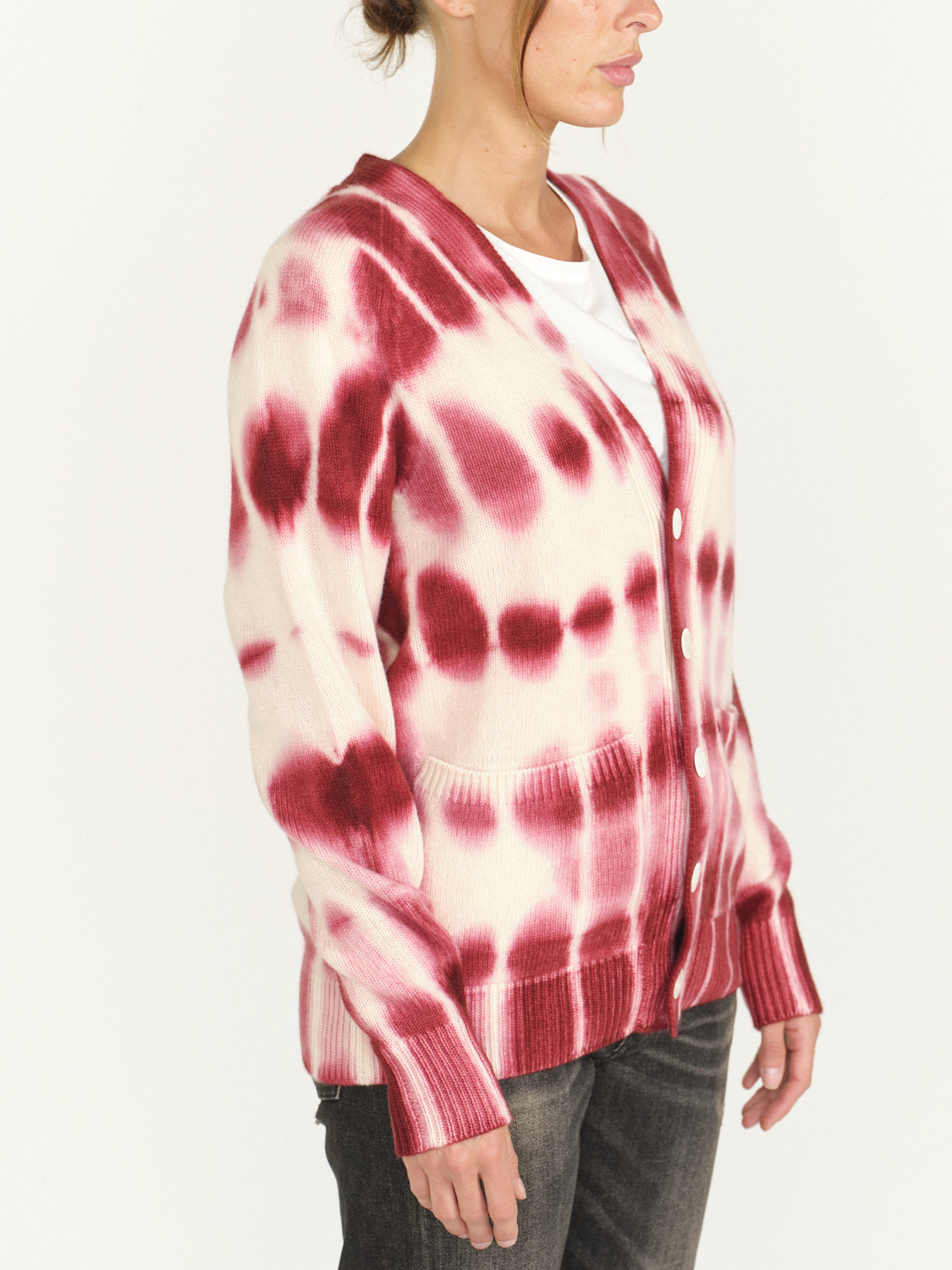 The Elder Statesman Isd Relaxed - Batik pattern cardigan is made of cashmere red S