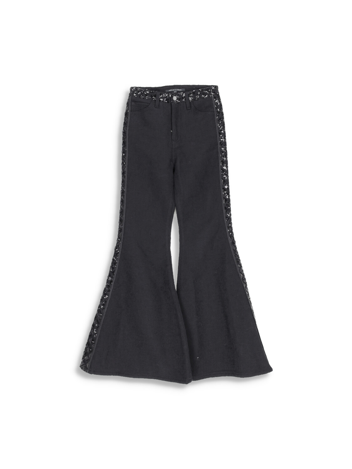 Cout De La Liberte Heidi - Pantalón acampanado con rayas de lentejuelas en la pernera negro 27