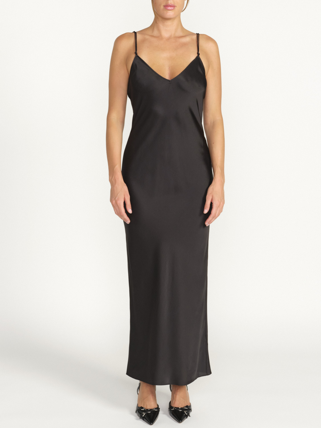 Frame V-Neck Cami - Midi Dress made of silk black S