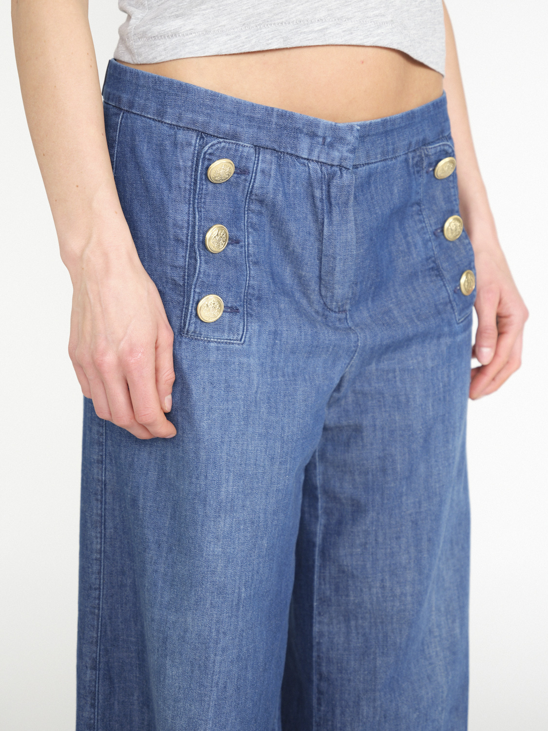Seductive Bridget – denim style wide-leg trousers  blue 34