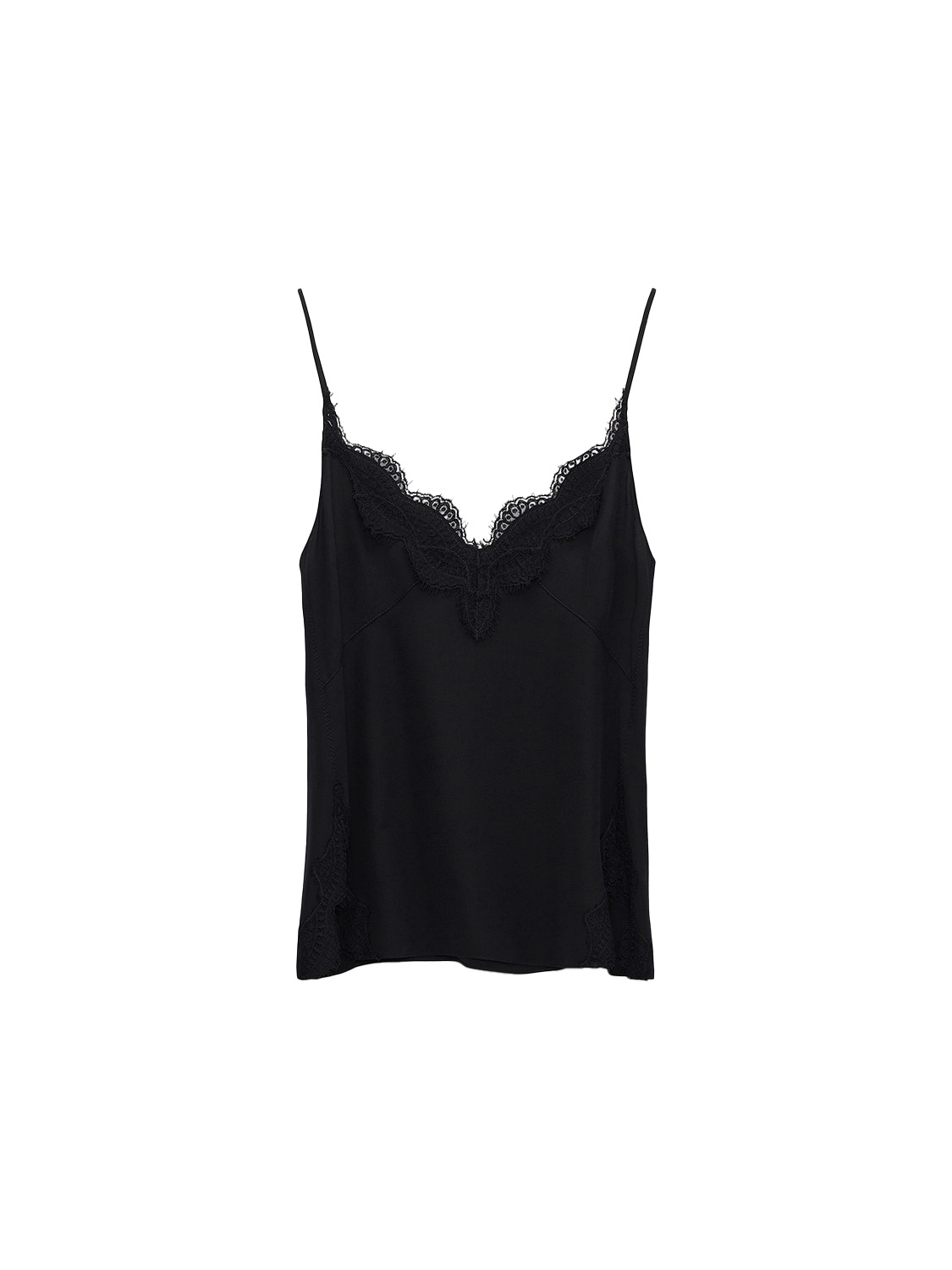 Dorothee Schumacher Sophisticated - silk crepe top with lace details  black XS