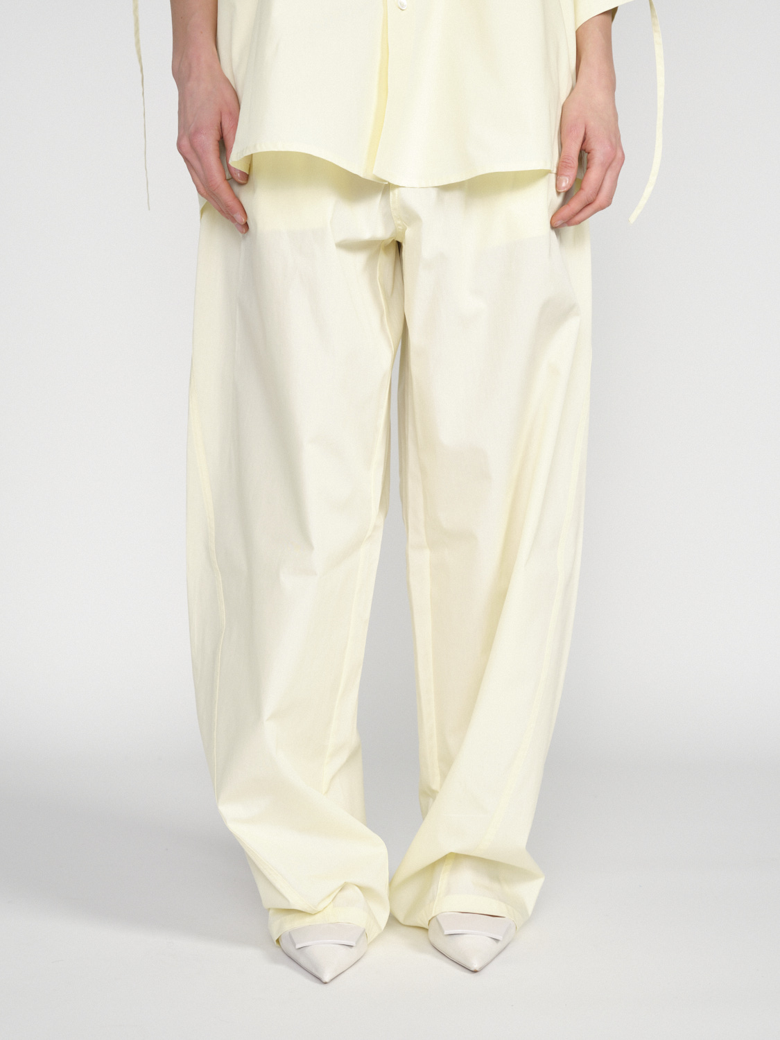Darkpark Cotton trousers with wide legs  gelb XS/S