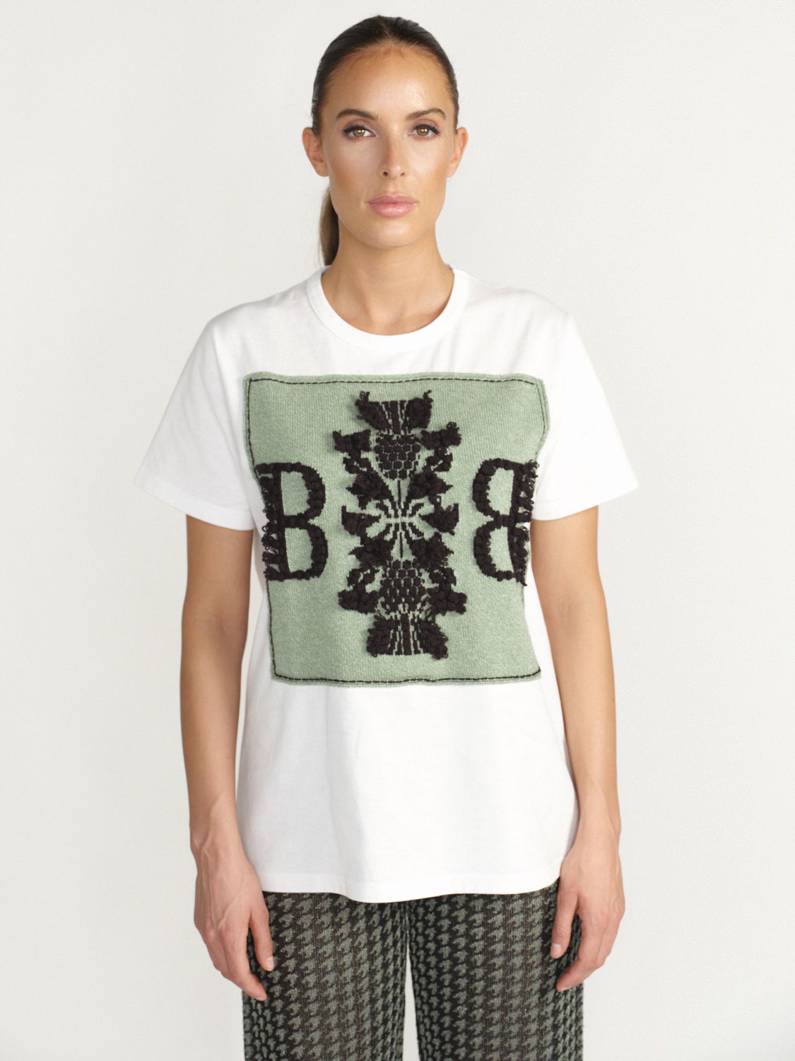 Barrie Camiseta con parche de cachemira con logotipo - Camisa con parche de cachemira con logotipo verde XS