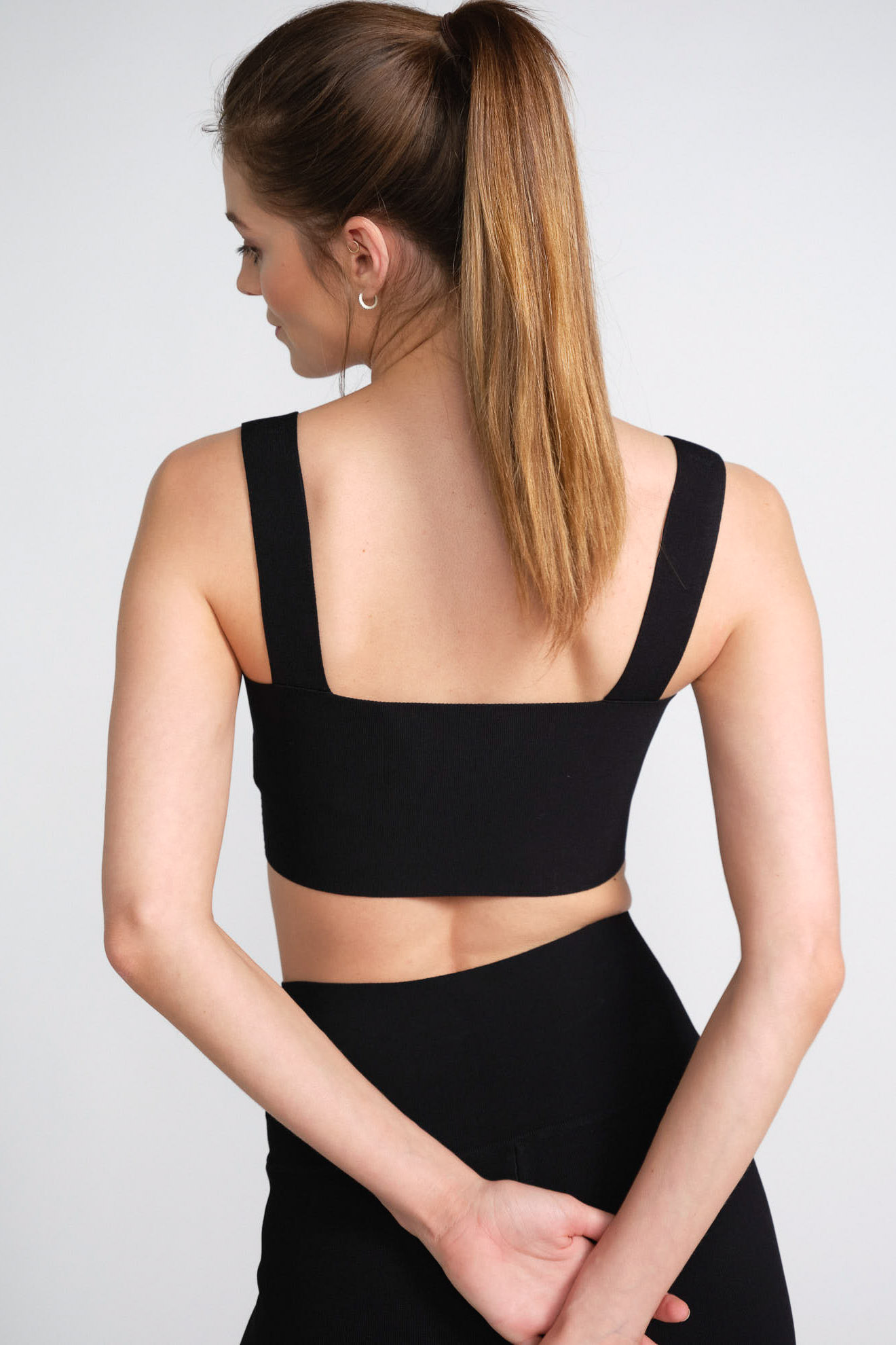 victoria beckham body strap top black plain outfit victoria beckham top black plain mix model back