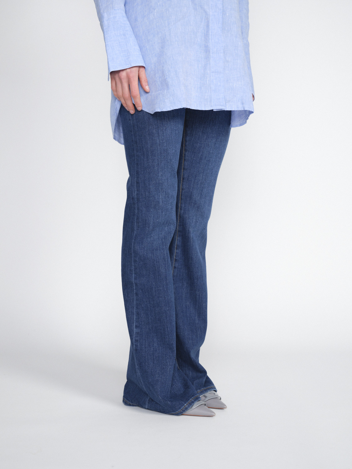 Frame Braided Waistband – Stretchy cotton jeans with a flare  blue 25