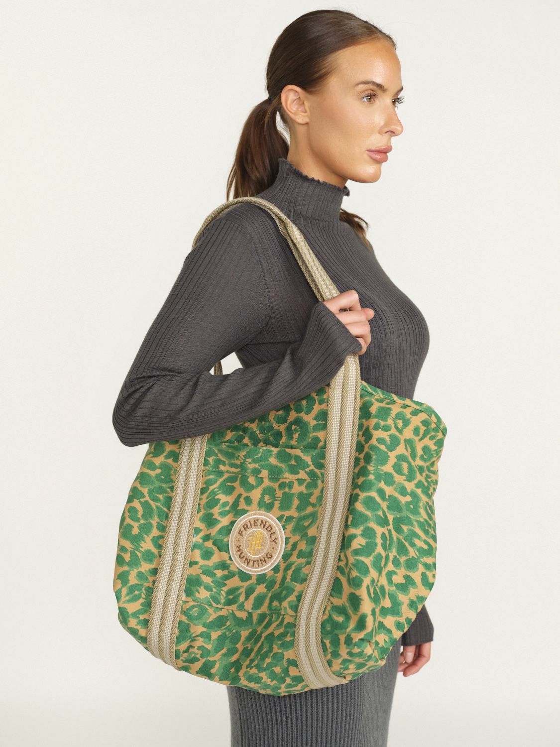 friendly hunting CEA Big Tote Bag Chetaah – Leo-Print-Tasche aus Baumwoll-Canvas mehrfarbig One Size