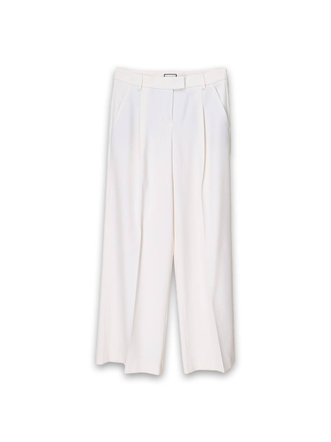 Stretchy wide-leg pleated trousers 