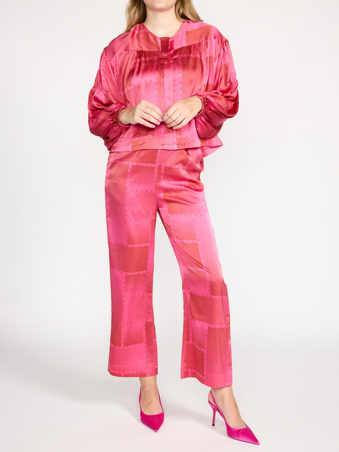friendly hunting Blouse with logo print pink S