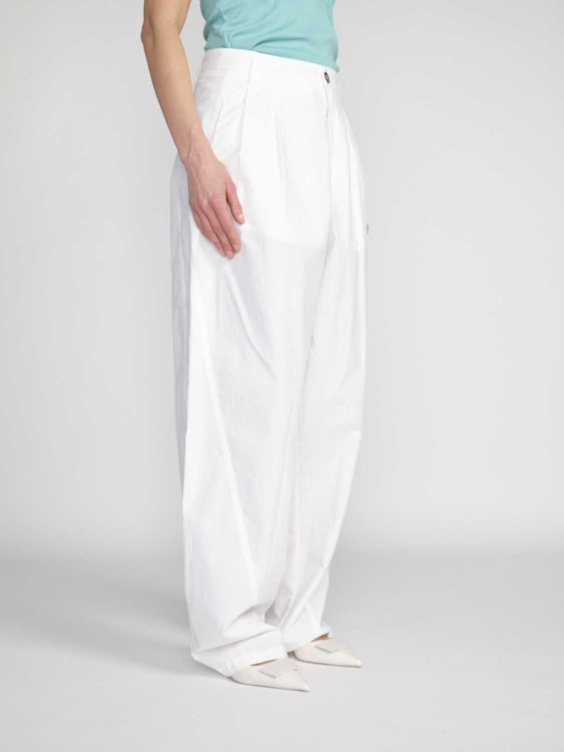 Darkpark Phebe - Pantaloni a gamba larga in cotone oversize   bianco XS/S