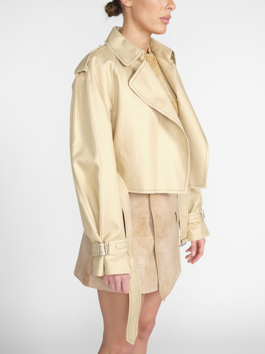 Victoria Beckham Short cotton trench coat beige 36