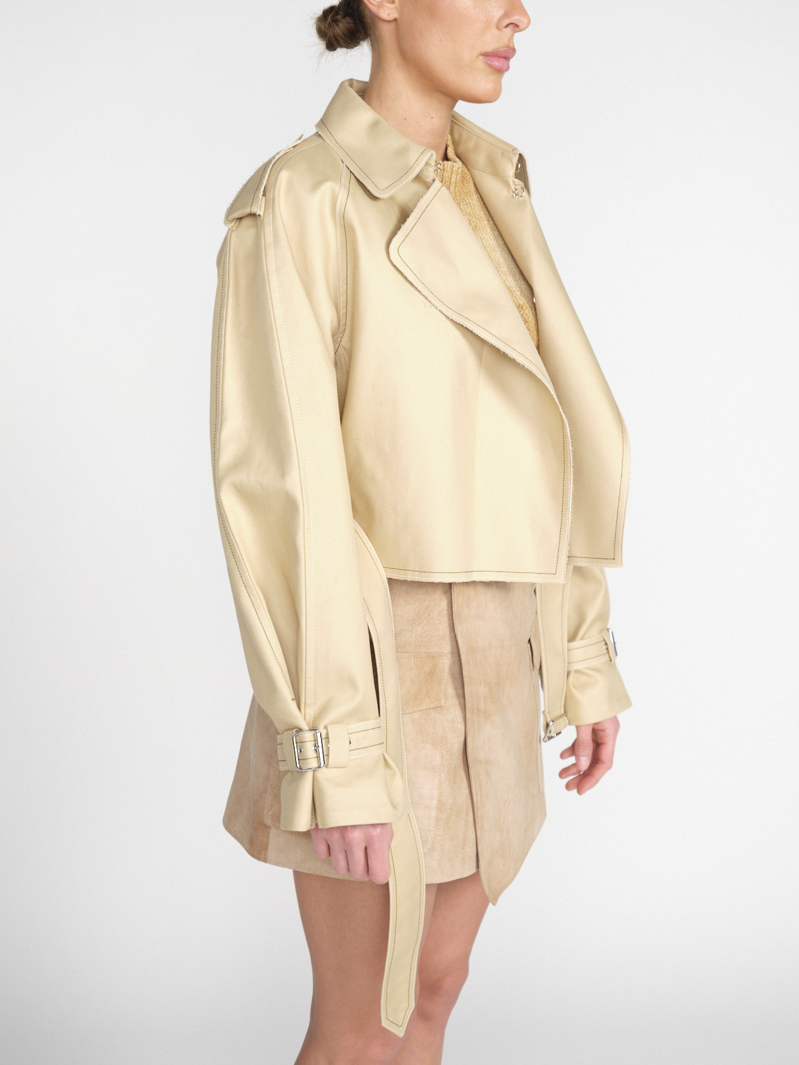 Victoria Beckham Kurzer Trenchcoat aus Baumwolle beige 34