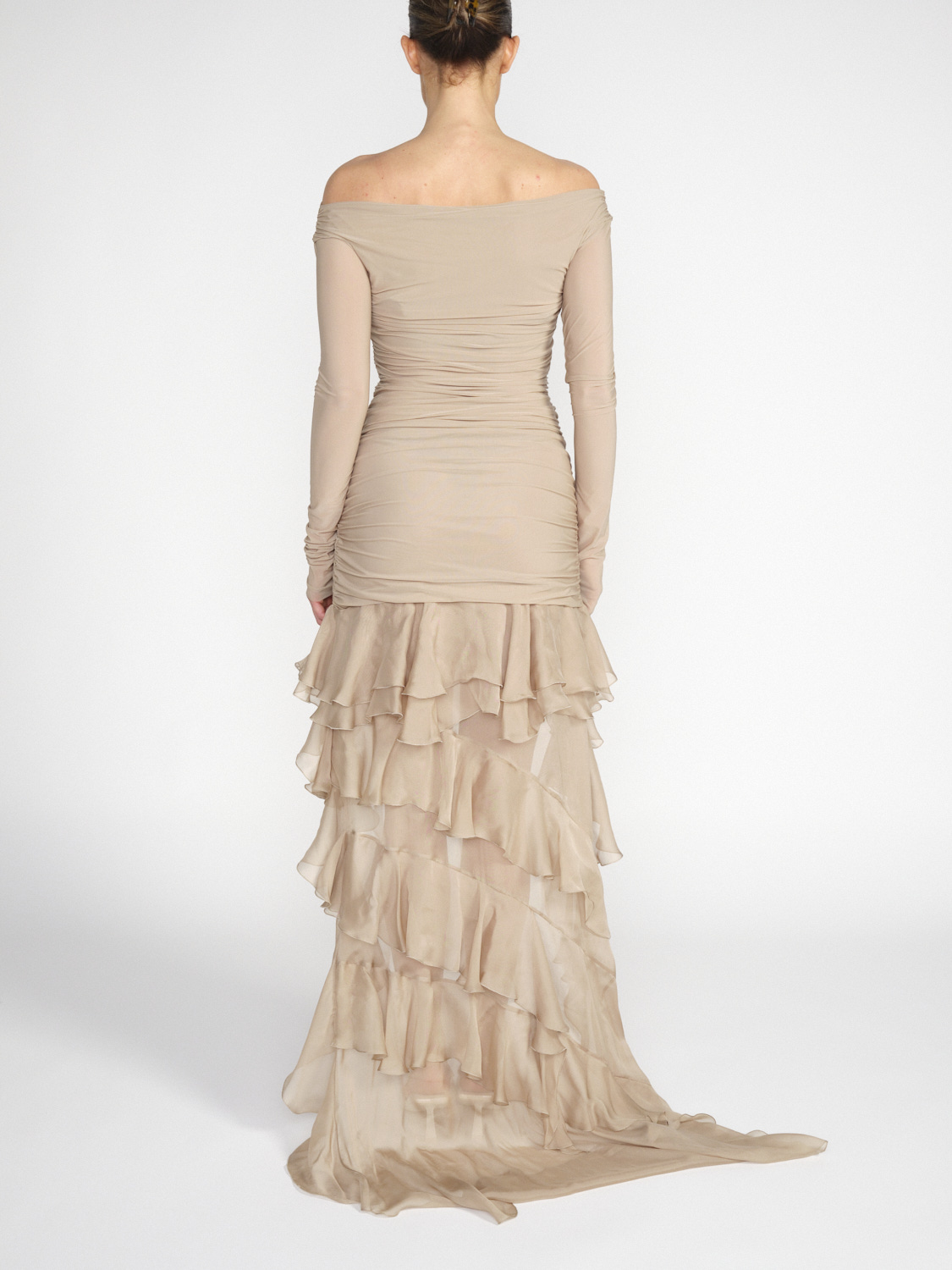 Blumarine Ruffle dress with long train  beige 34