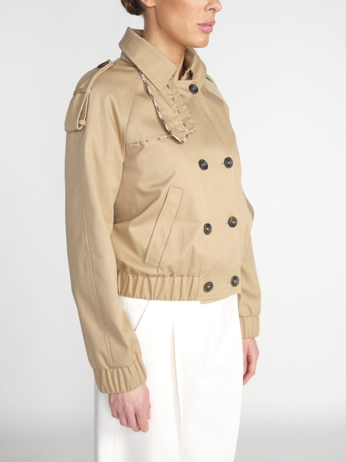 Bazar Deluxe Short trench coat with lurex details  beige 34