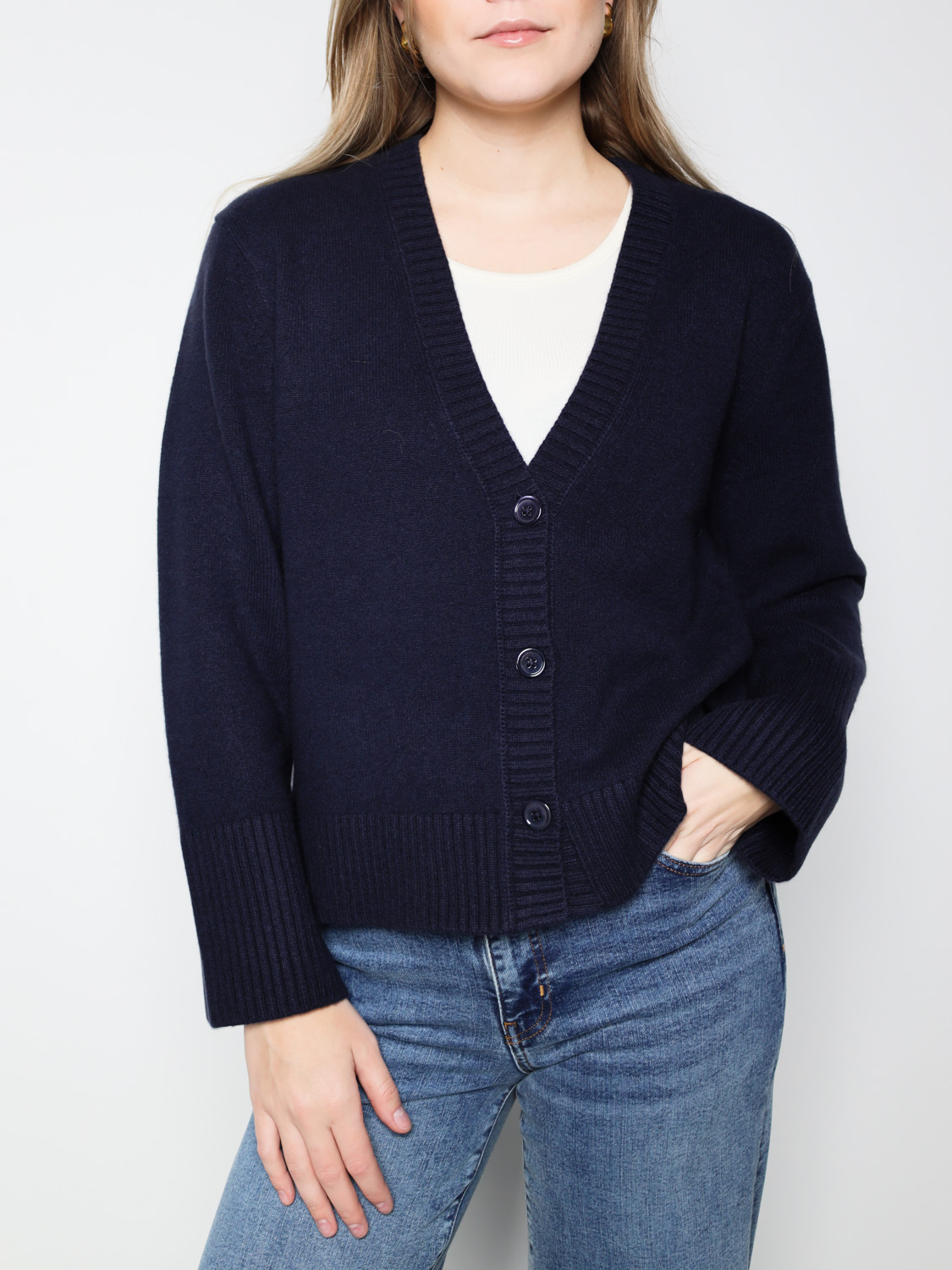 Dorothee Schumacher Luxury Comfort Cardigan – cardigan made of cashmere  marine S