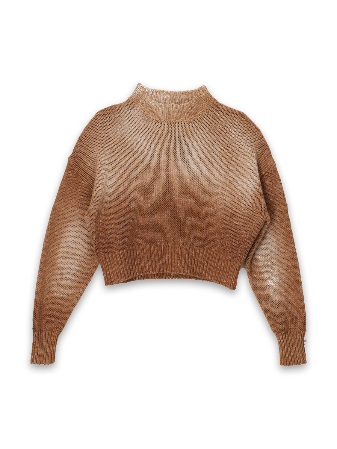 Roberto Collina Manica - Short knitted sweater with color gradients  camel XS