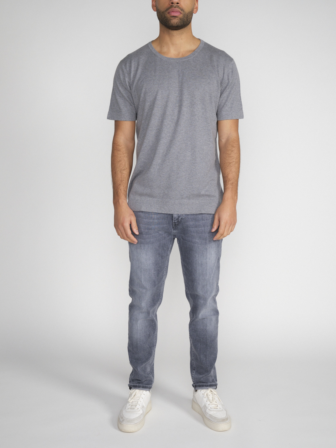 Dondup T-shirt in cotone a costine  grigio 48