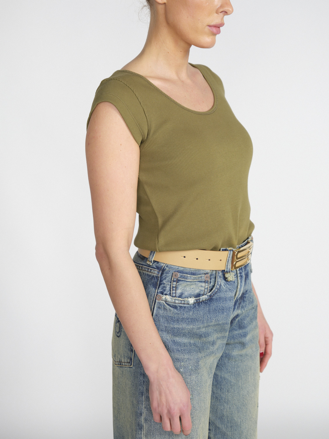 Odeeh Stretchy shirt made from organic cotton  khaki 38