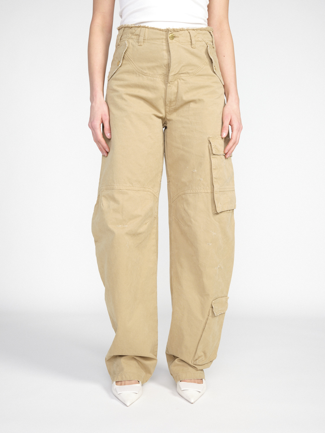 Darkpark Rosalind Denim – Oversized cargo pants made of cotton  beige XS/S