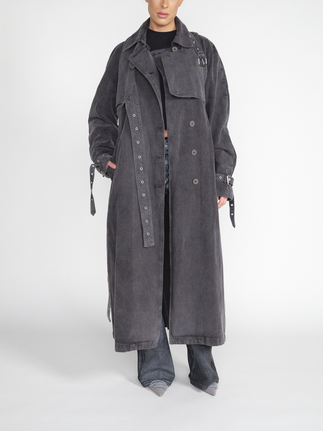 Oversized Trenchcoat aus Baumwoll-Denim 