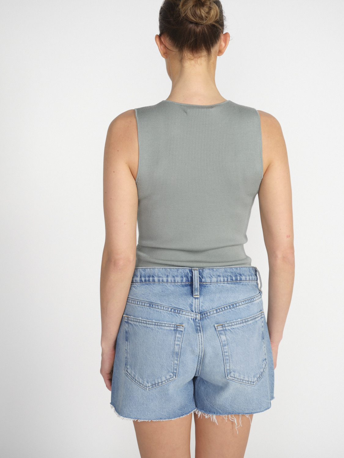 LU Ren Bianca - rib knit top made of Merino wool  khaki L