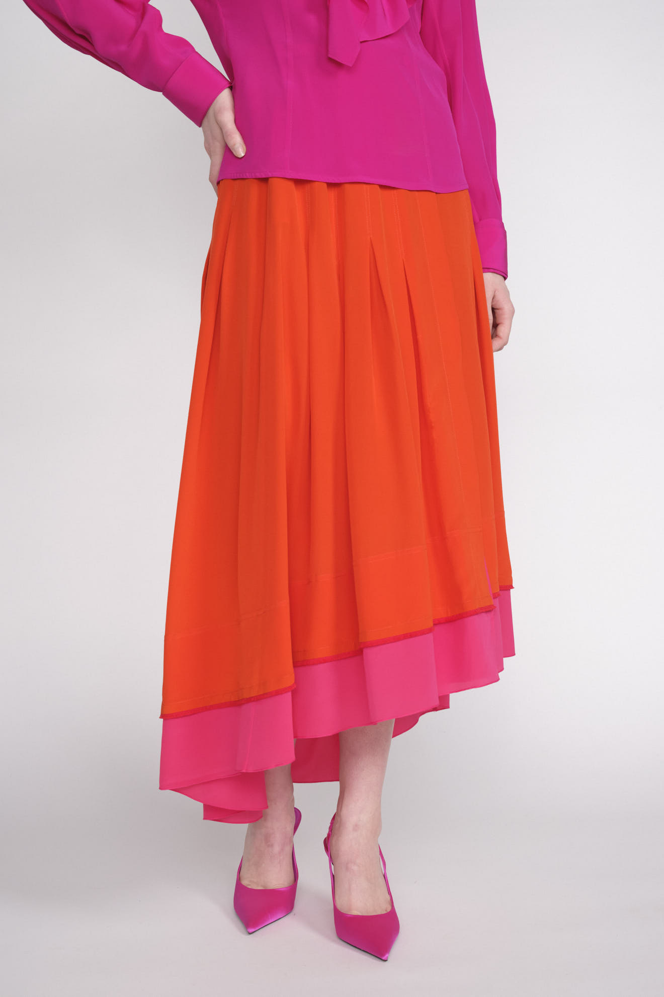 Antonia Zander Gaby - silk midi skirt with slit details orange M