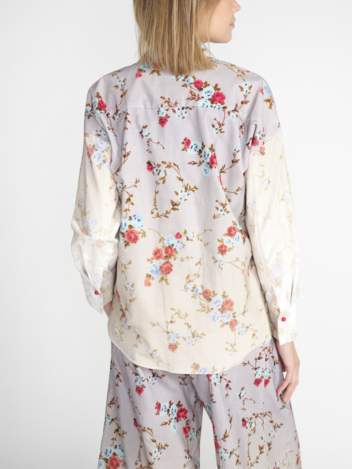 Odeeh Mini Bouquets – Cord-Hemdbluse aus Baumwolle mit floralem Design 	  mehrfarbig 34