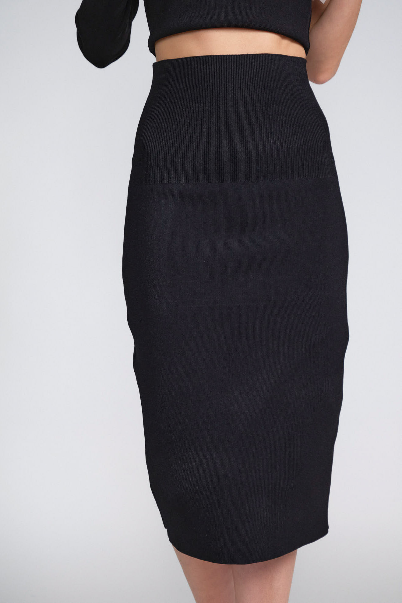 victoria beckham skirt black plain mix model front