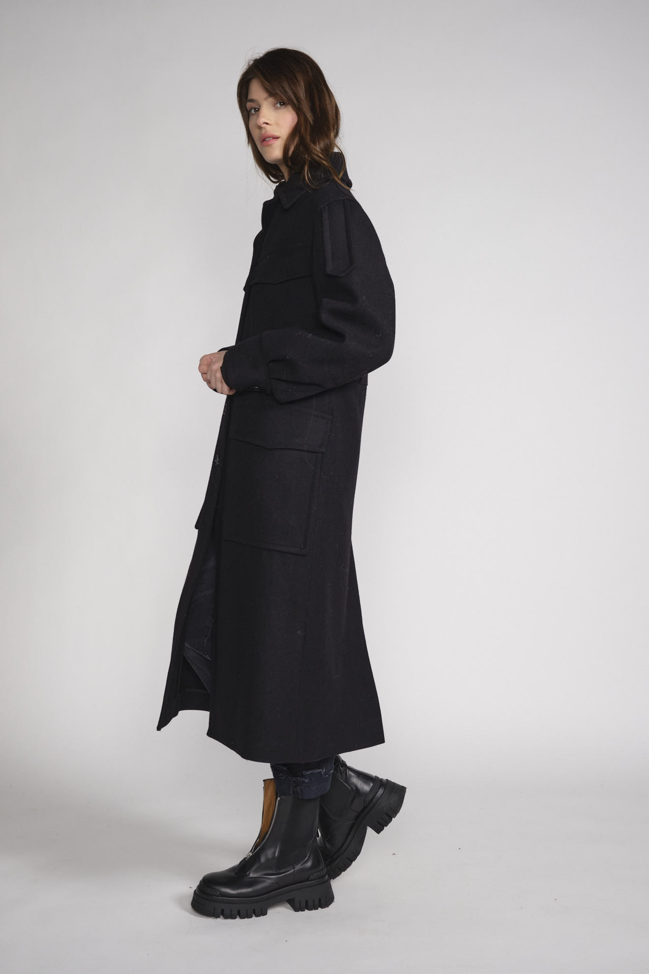 Utility Pocket - Wollmantel mit Taschendesign | 36 | schwarz 