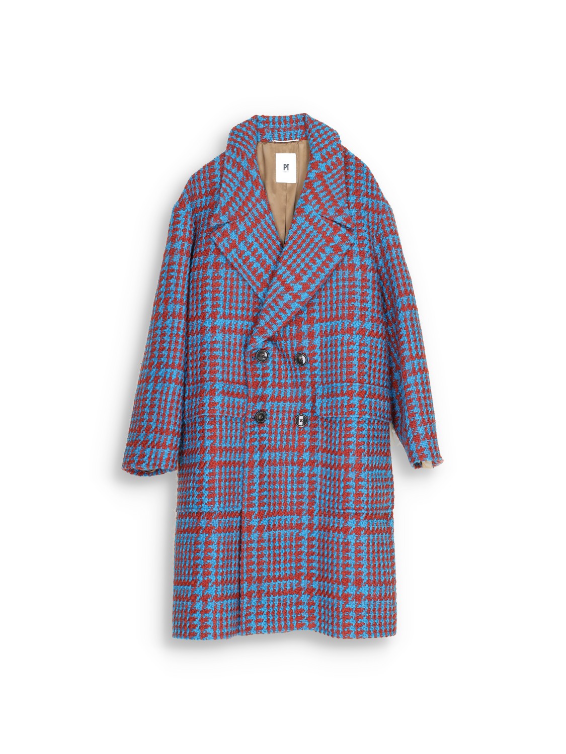 Classic multicolor coat with double button placket 