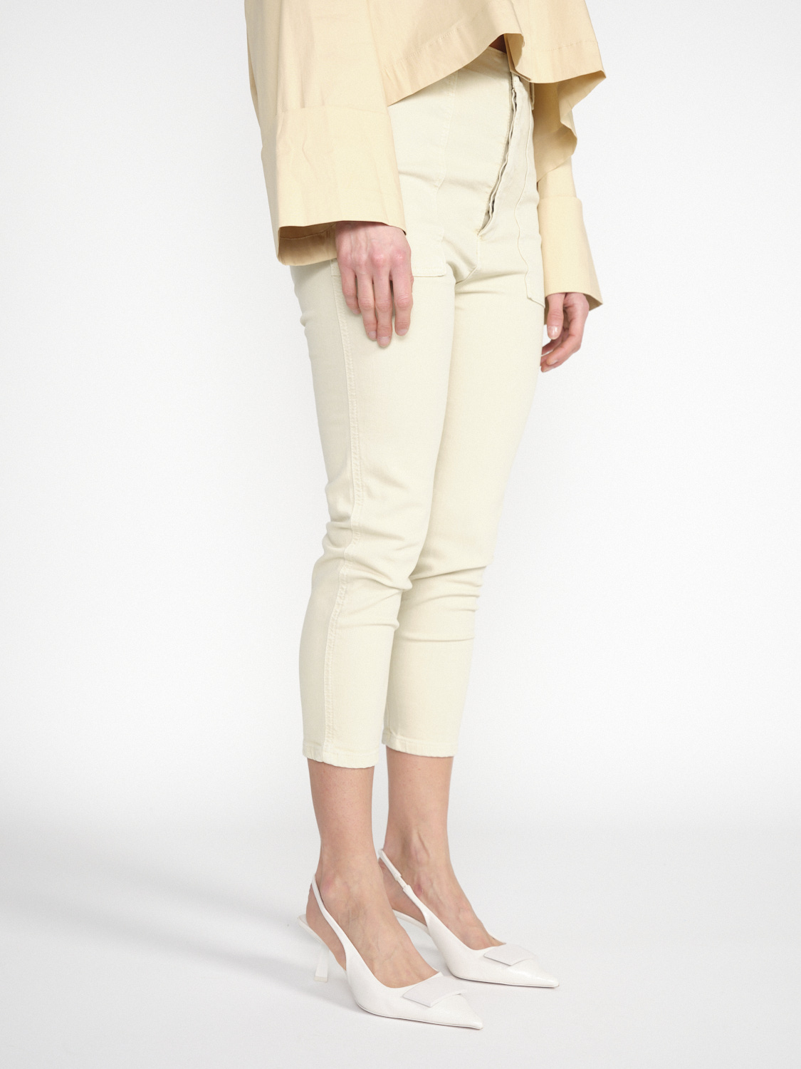 Gitta Banko Pantalones Harlow -pantalones tres cuartos de algodón elástico   beige XS/S