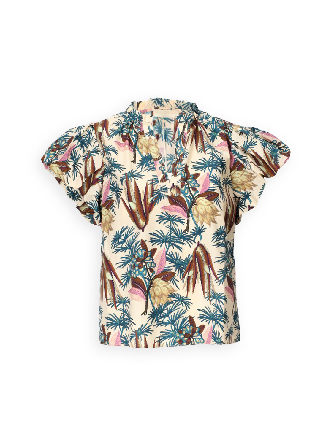 Kiara - Cotton poplin blouse with floral print 