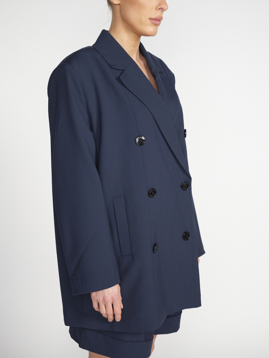 Ganni Double-breasted oversized blazer  marine L/XL