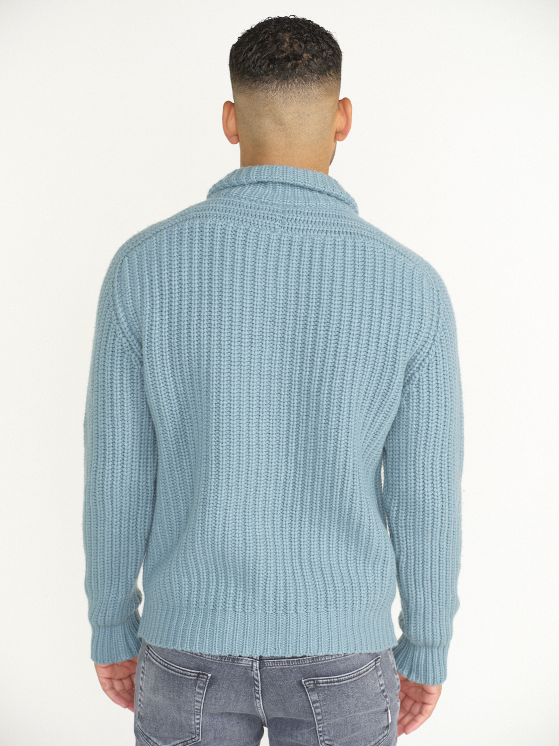 Stephan Boya Shaquil Rib - Rib knit cardigan   blue L