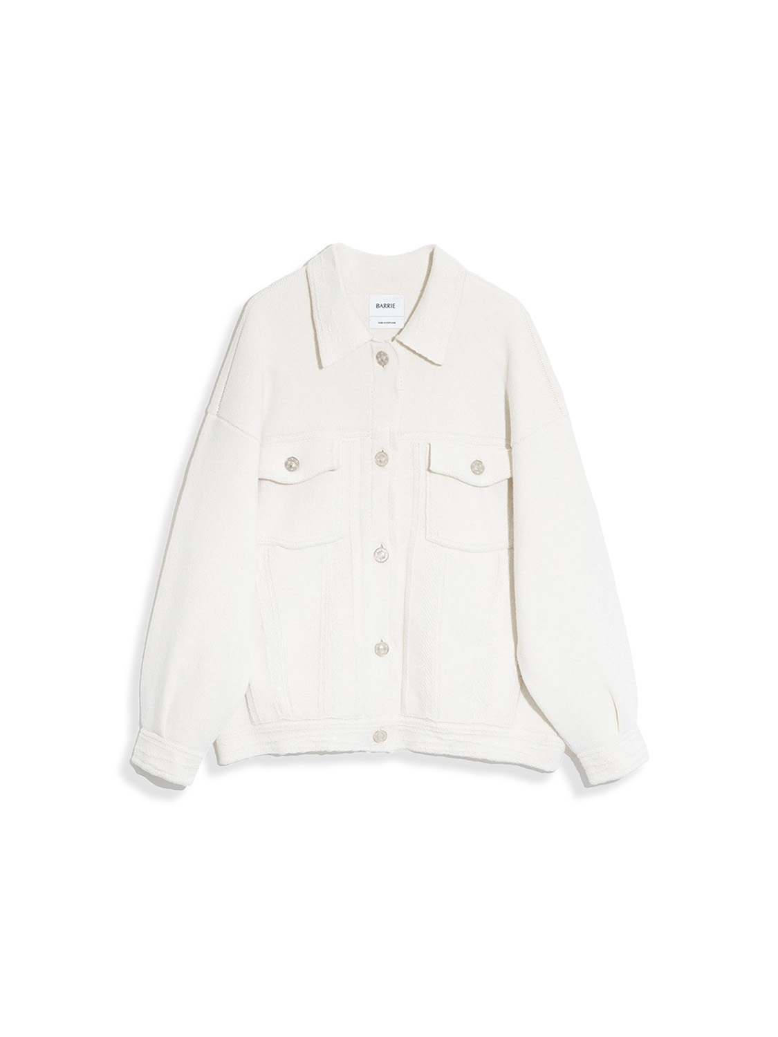 Barrie Denim Oversized Cashmere and Cotton Jacket - Cashmere patch pocket jacket white M