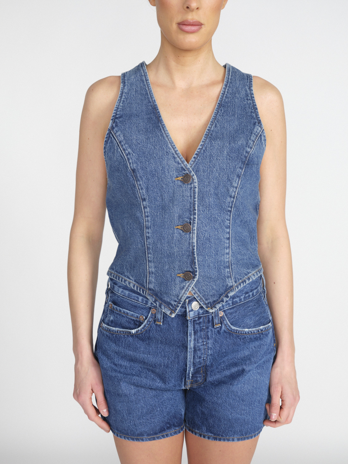 Agolde Heller Vest – Jeansweste aus Baumwoll-Mix 	  blau M