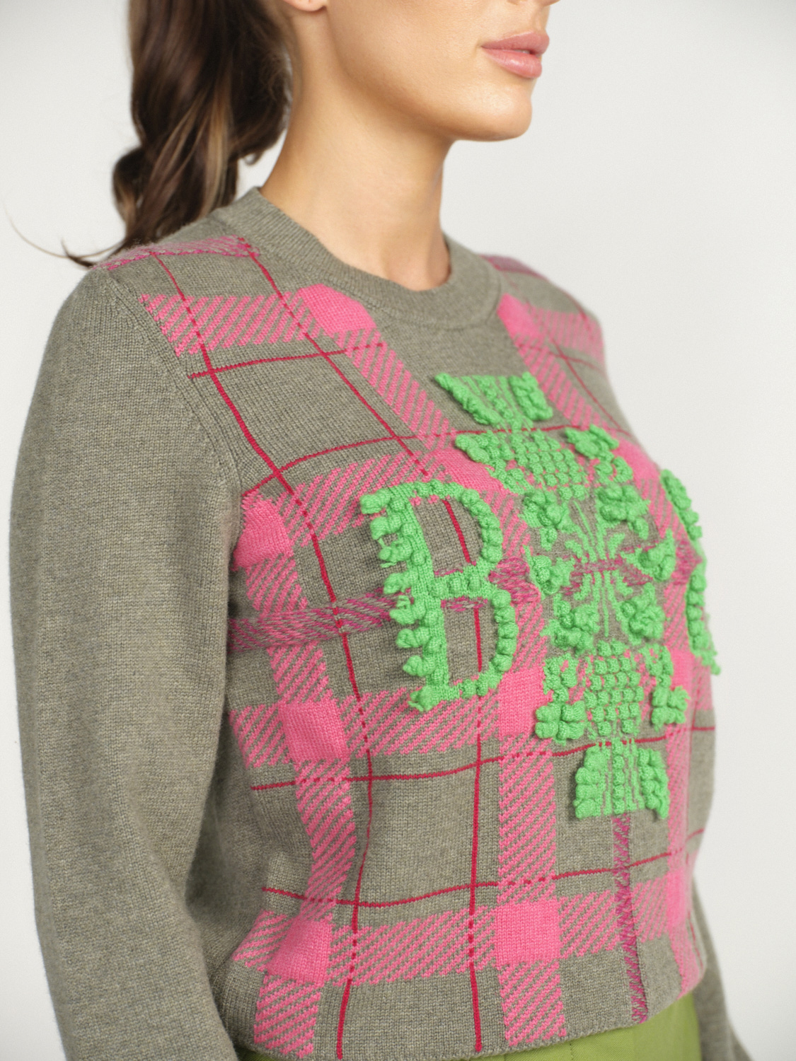 Barrie Tartan Cashmere Jumper with 3D Logo – Pullover aus Cashmere mit Logoaufnäher mehrfarbig S