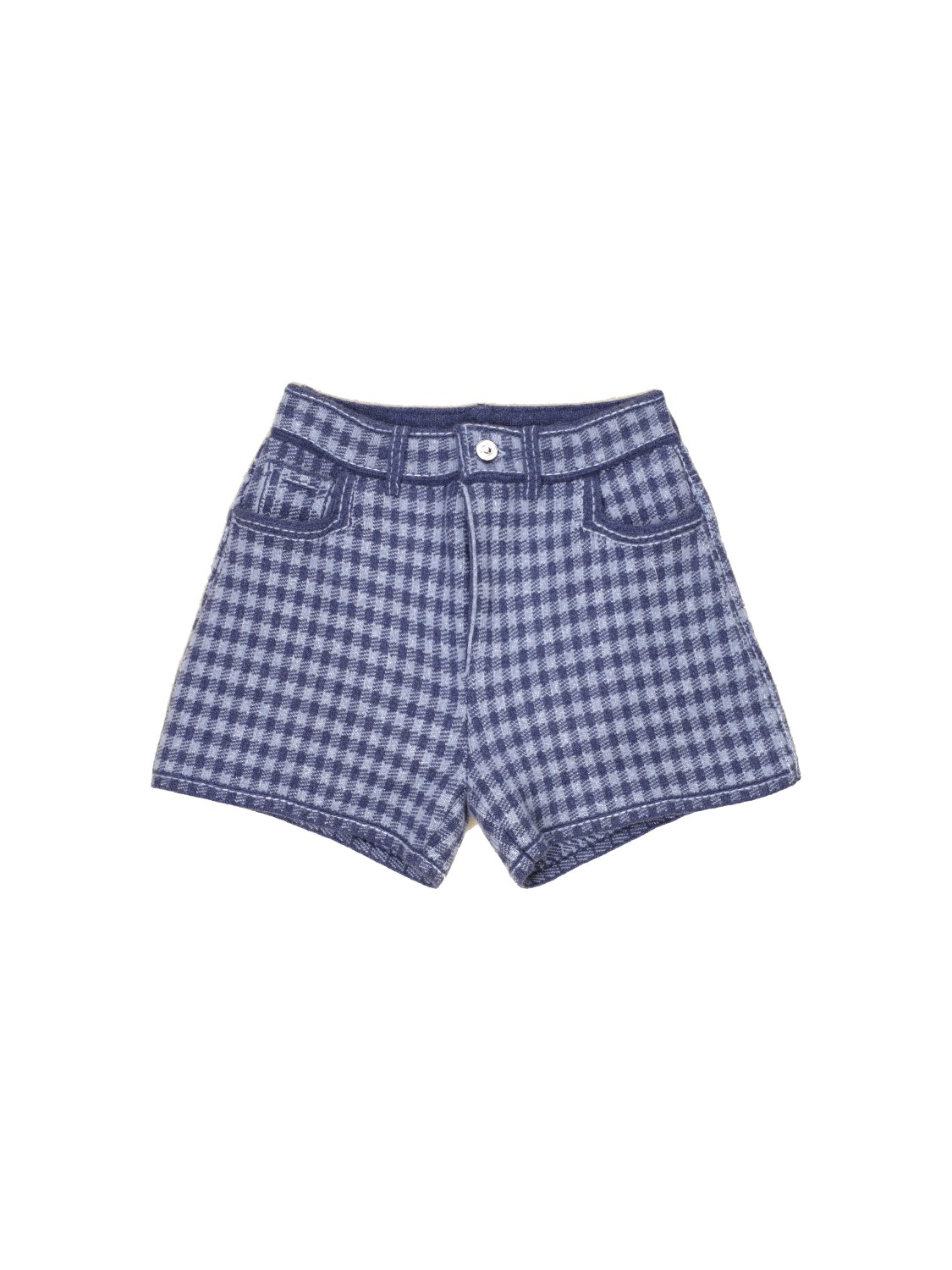 Pantaloncini in denim gingham - Pantaloncini in cashmere a quadri 